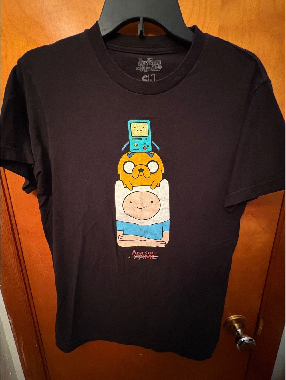Adventure Time Finn Jake BMO Cartoon Network T-Shirt Black Men’s Medium